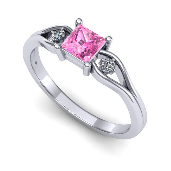 Inel din aur alb cu safir roz