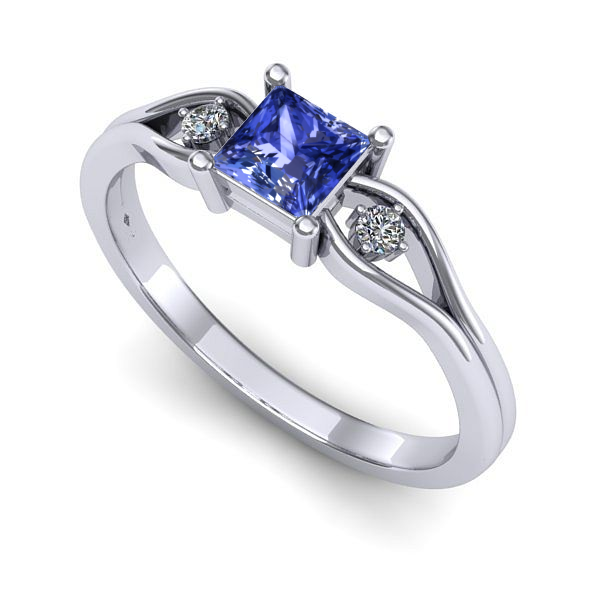 Inel logodna din aur alb cu tanzanit