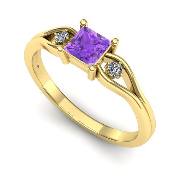 Inel din aur galben cu ametist