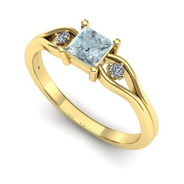 Inel din aur galben cu aquamarin