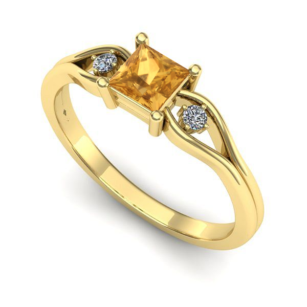 Inel logodna din aur galben cu citrin