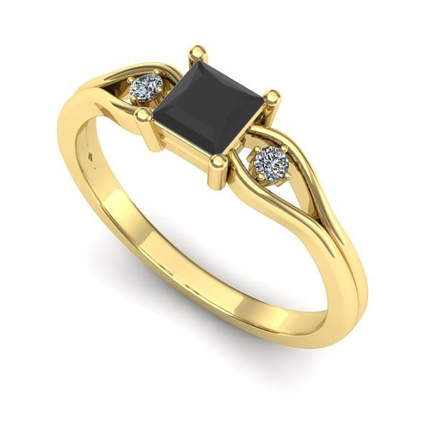 Inel din aur galben cu diamant negru