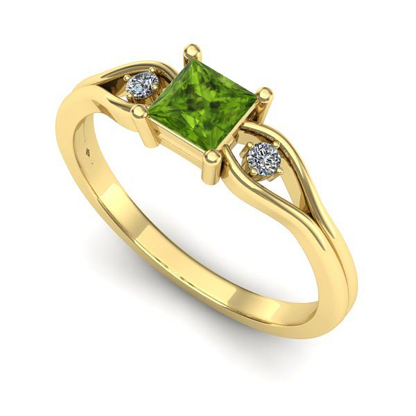 Inel logodna din aur galben cu peridot