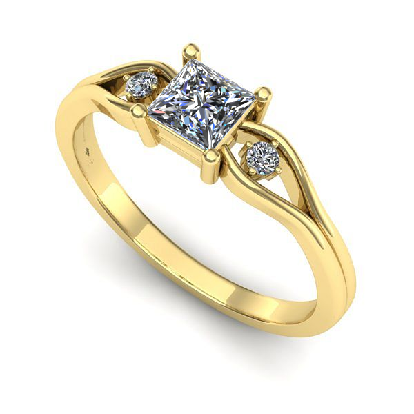 Inel logodna din aur galben cu safir alb