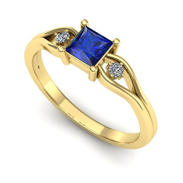 Inel de logodna din aur galben cu safir