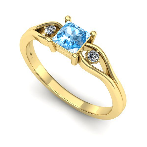 Inel din aur galben cu topaz blue