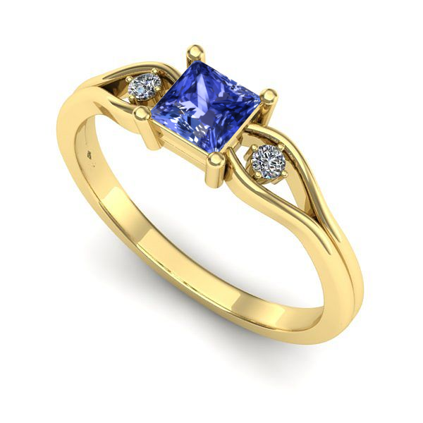Inel din aur galben cu tanzanit