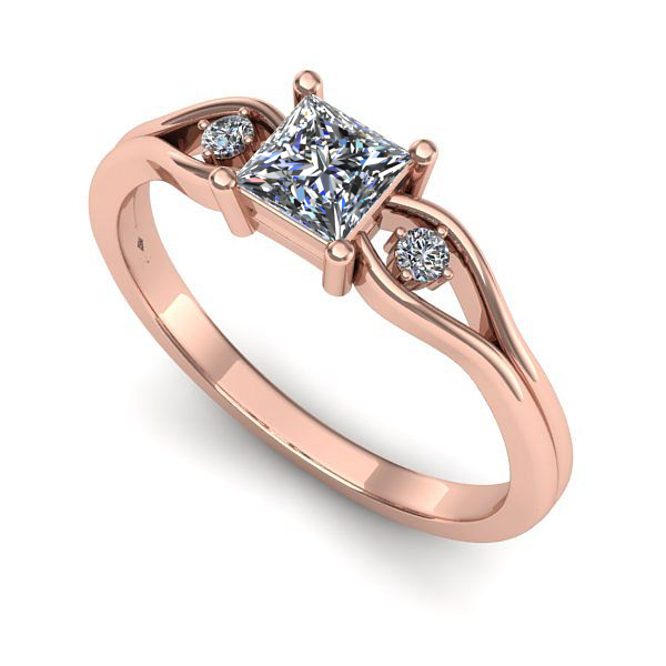 Inel de logodna din aur roz cu diamant