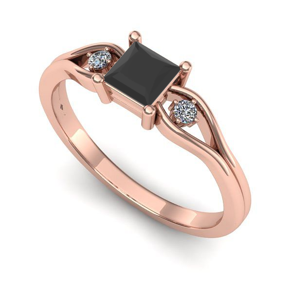 Inel din aur roz cu diamant negru