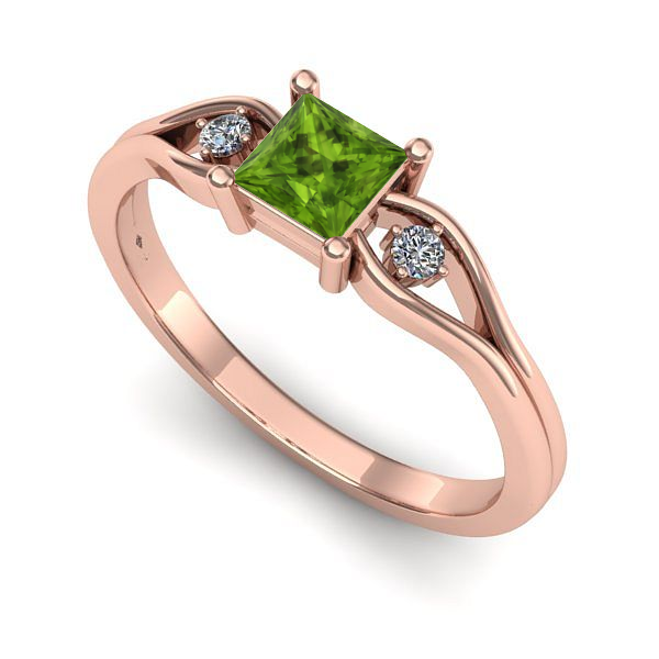 Inel din aur roz cu peridot