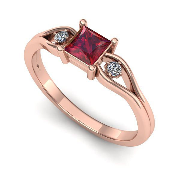 Inel logodna din aur roz cu rubin