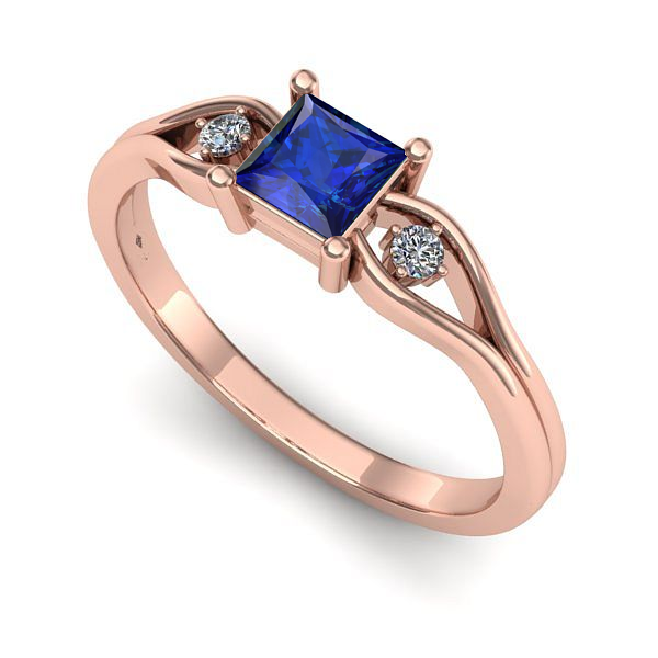 Inel din aur roz cu safir