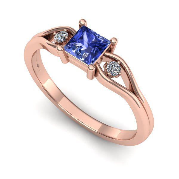 Inel logodna din aur roz cu tanzanit