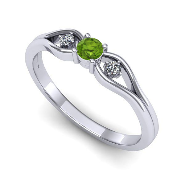 Inel din aur alb cu peridot
