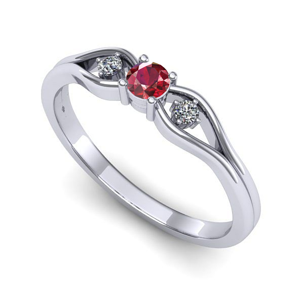 Inel din aur alb cu rubin