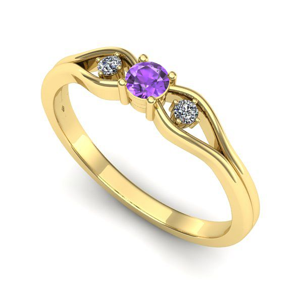 Inel de logodna din aur galben cu ametist