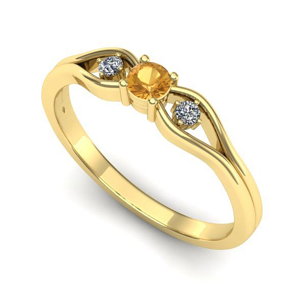 Inel logodna din aur galben cu citrin