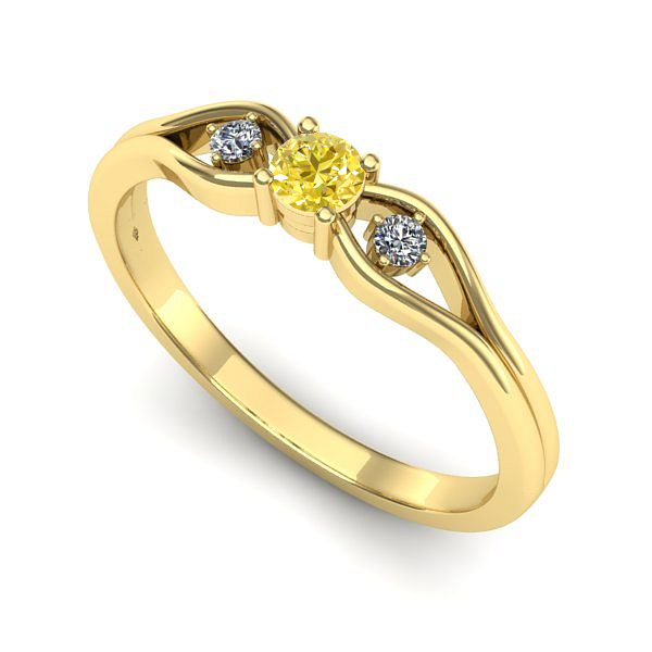 Inel logodna din aur galben cu safir galben