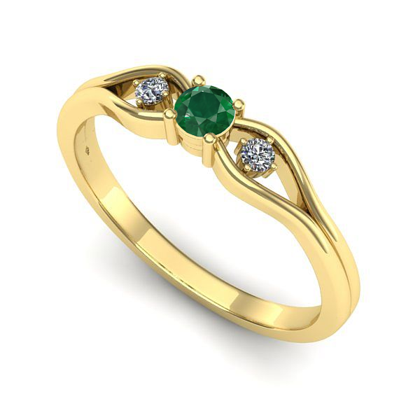 Inel de logodna din aur galben cu smarald