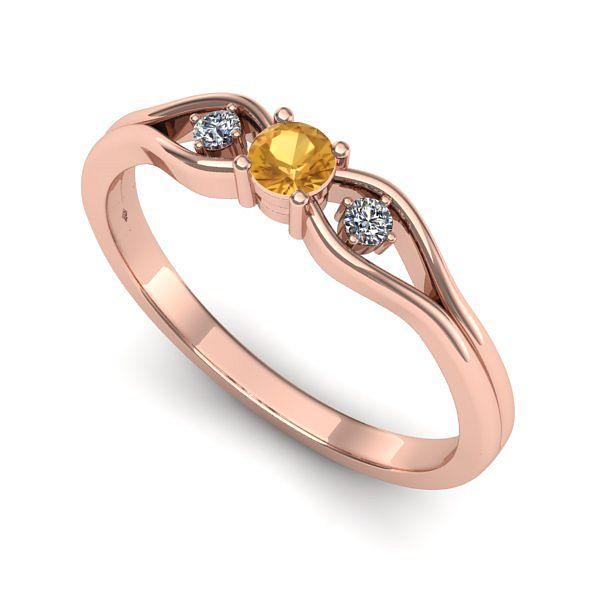 Inel de logodna din aur roz cu citrin