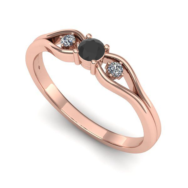 Inel logodna din aur roz cu diamant negru