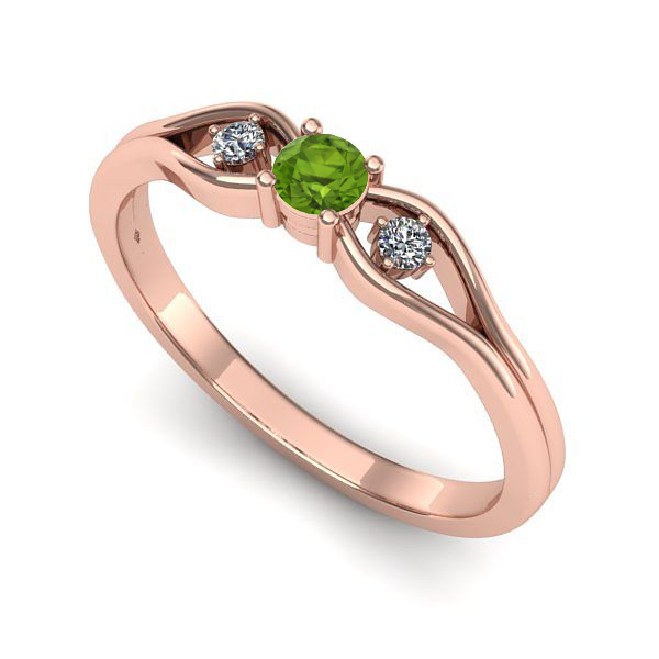 Inel logodna din aur roz cu peridot
