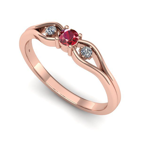 Inel logodna din aur roz cu rubin