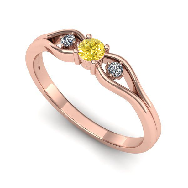 Inel din aur roz cu safir galben