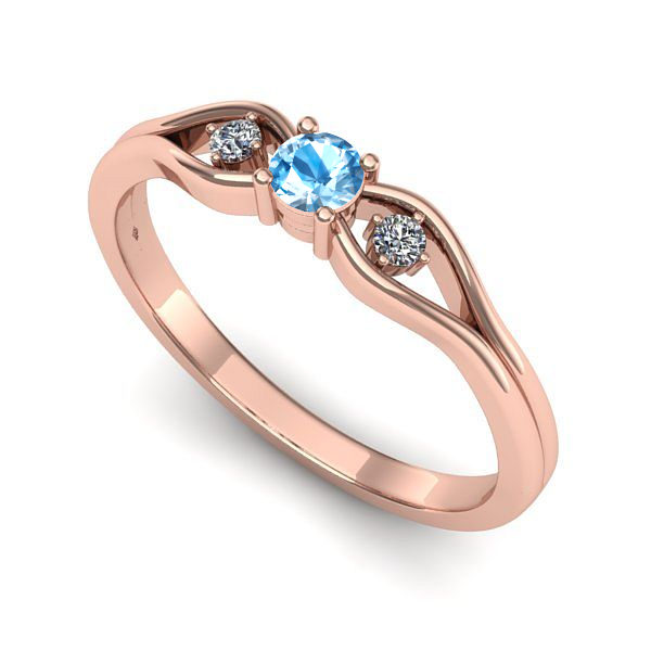 Inel logodna din aur roz cu topaz blue