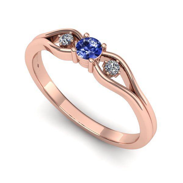 Inel de logodna din aur roz cu tanzanit