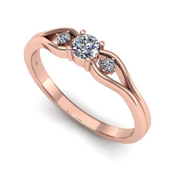 Inel de logodna din aur roz cu diamant