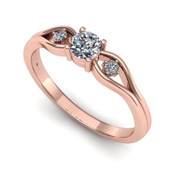 Inel de logodna din aur roz cu diamant