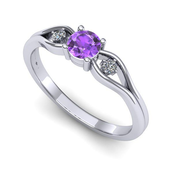 Inel de logodna din aur alb cu ametist