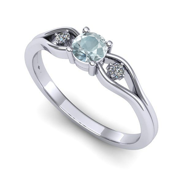 Inel logodna din aur alb cu aquamarin