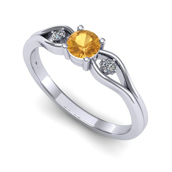 Inel logodna din aur alb cu citrin