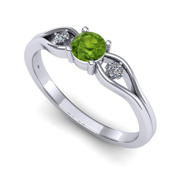 Inel din aur alb cu peridot