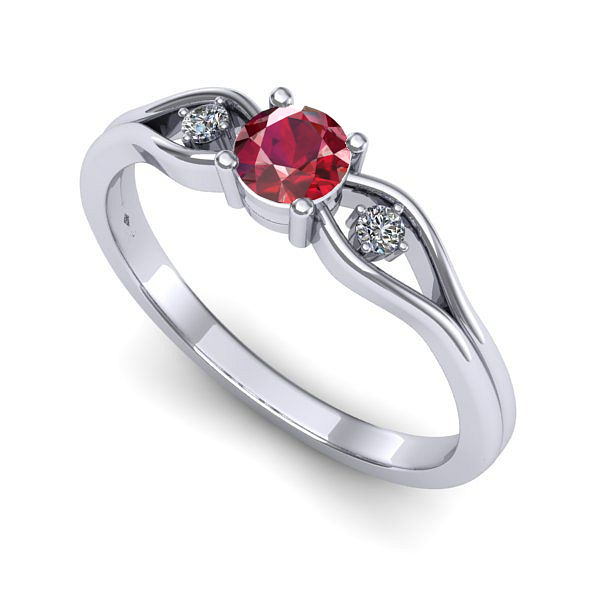 Inel logodna din aur alb cu rubin