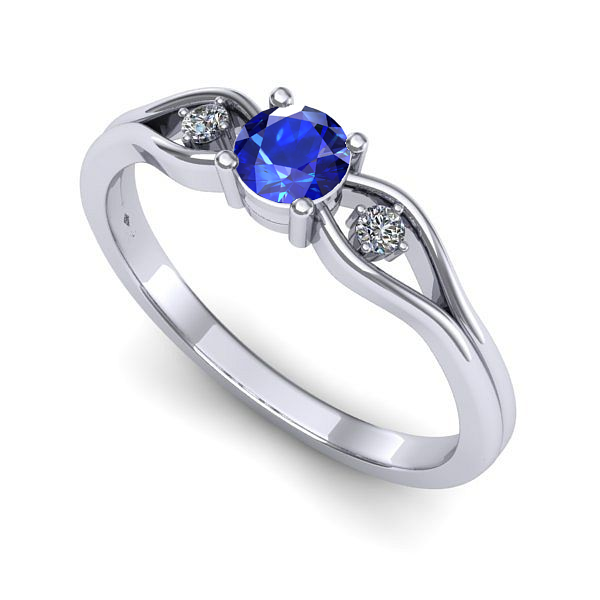 Inel din aur alb cu safir