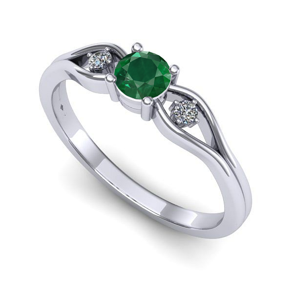 Inel din aur alb cu smarald