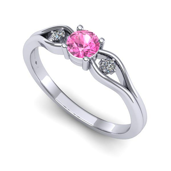 Inel din aur alb cu safir roz