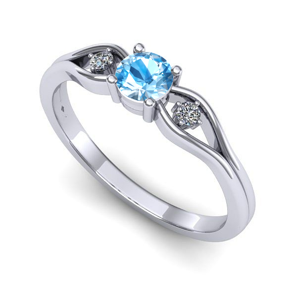 Inel de logodna din aur alb cu topaz blue