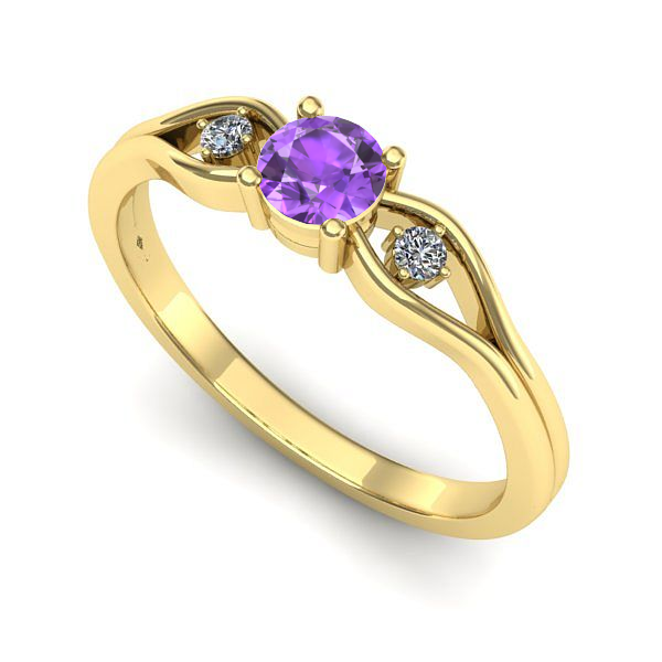 Inel din aur galben cu ametist