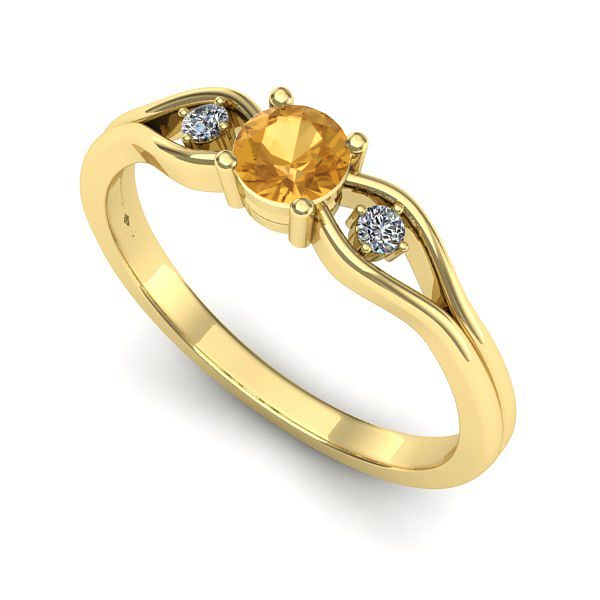 Inel din aur galben cu citrin