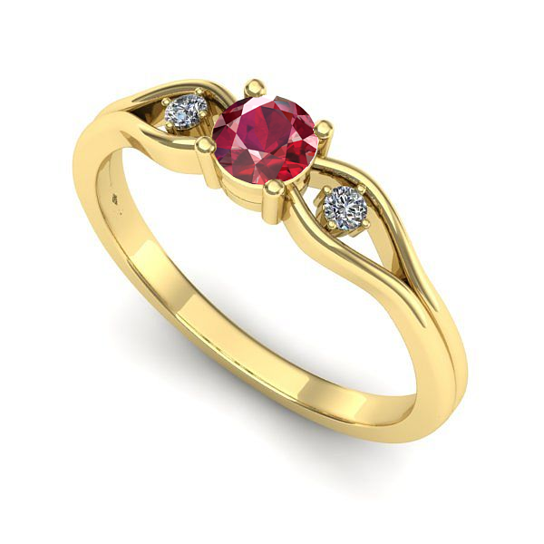 Inel de logodna din aur galben cu rubin