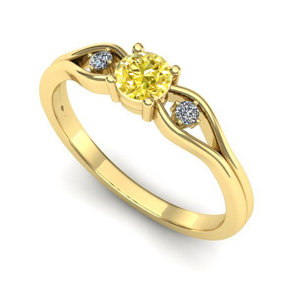 Inel de logodna din aur galben cu safir galben