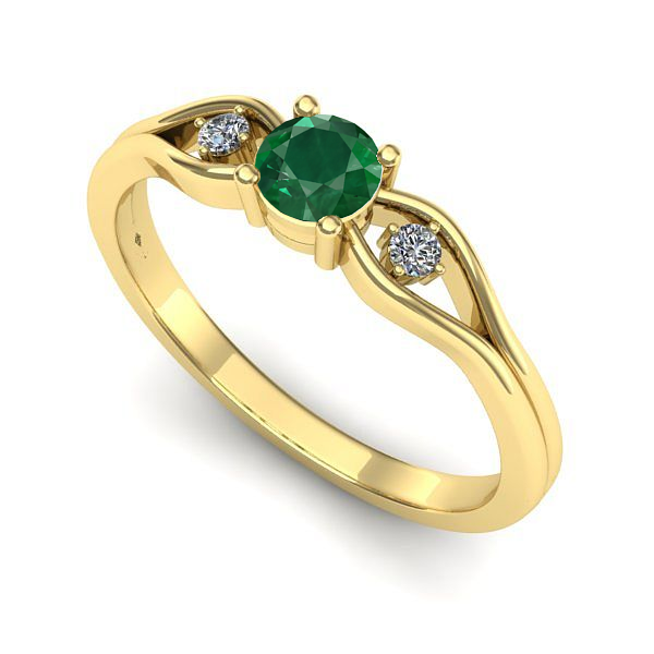 Inel logodna din aur galben cu smarald