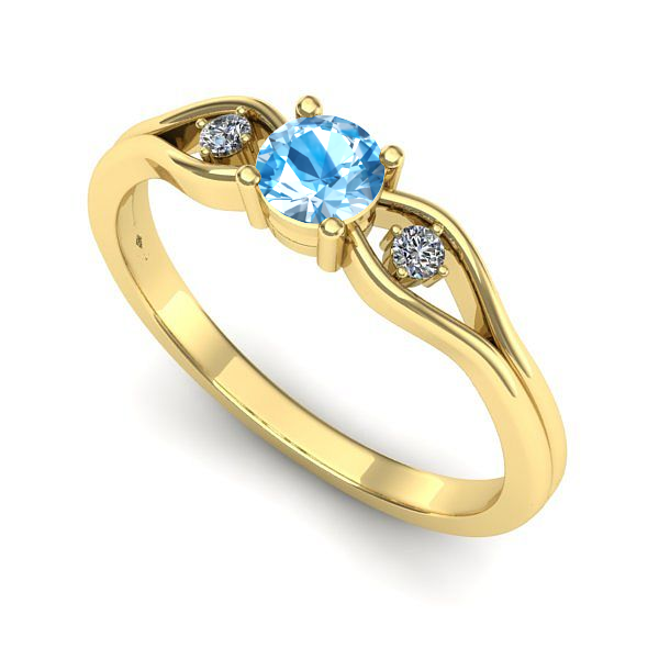Inel din aur galben cu topaz blue
