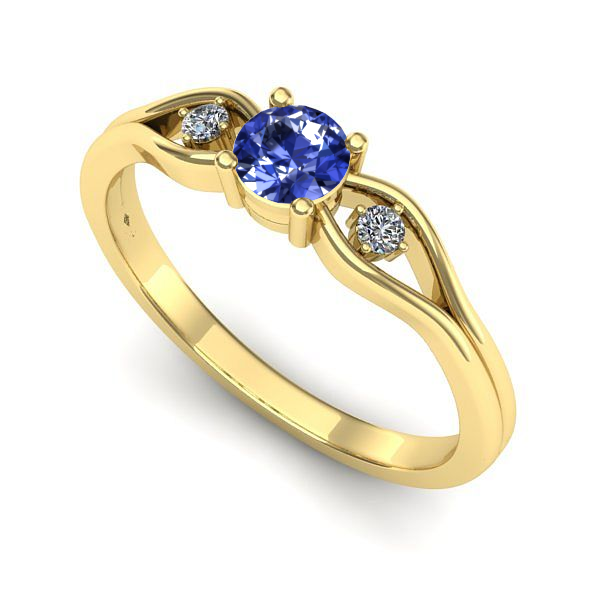 Inel de logodna din aur galben cu tanzanit