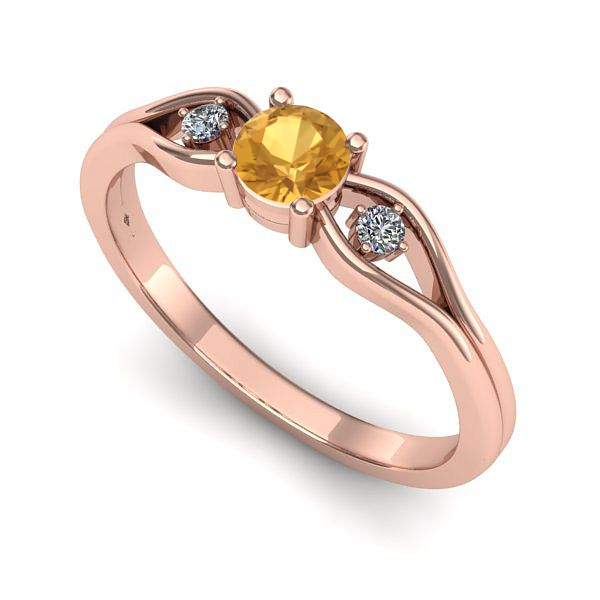 Inel de logodna din aur roz cu citrin