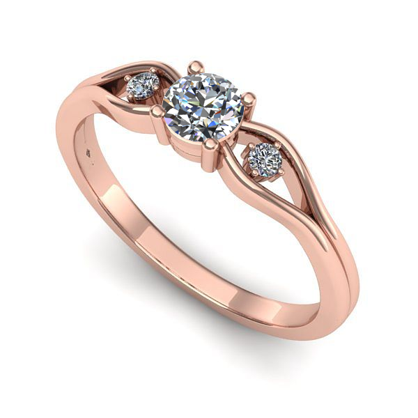 Inel din aur roz cu diamant